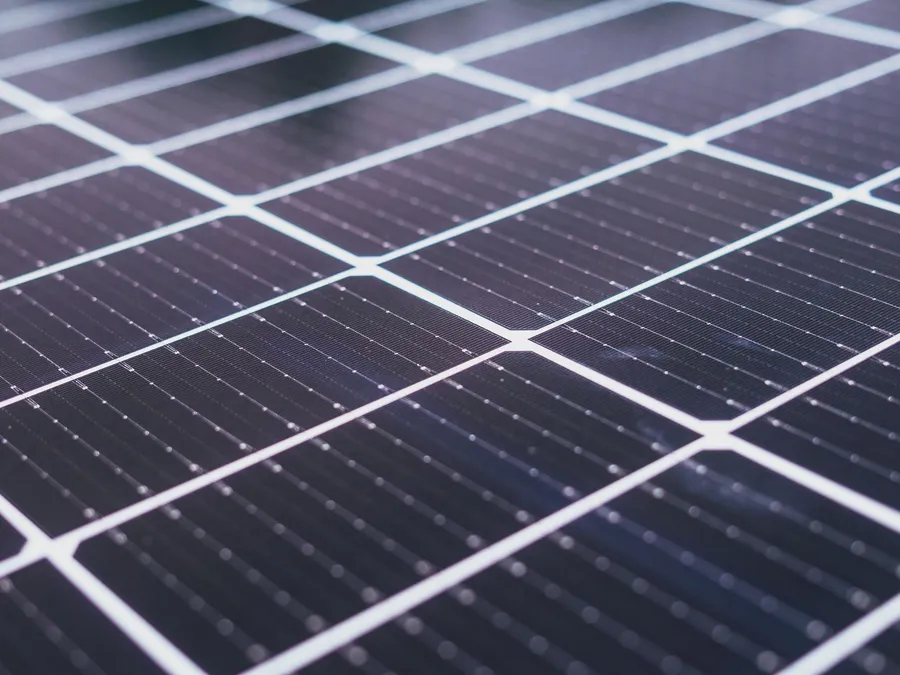 Close-up detail of a solar photovoltaic panel, illustrative photograph